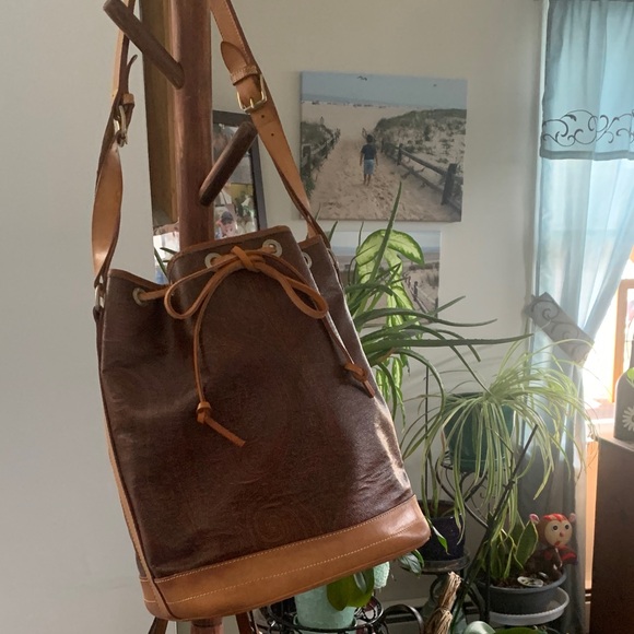 Etro Milano Handbags - Etro Milano Elegant Tan Leather Women's Drawstring Bag  EUC